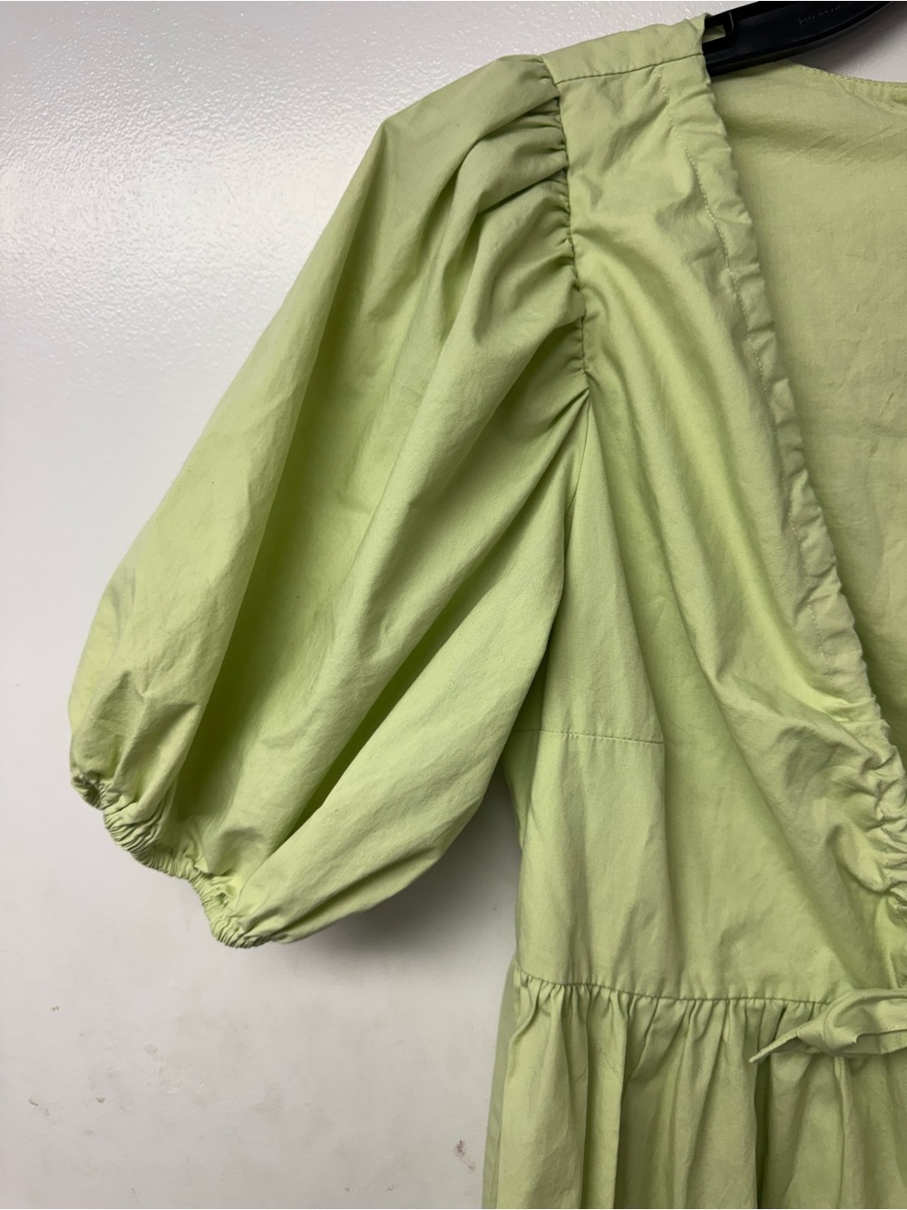 Abercrombie Fitch Puff Sleeve Mini Dress Large Green Babydoll Cottagecore B4 - Picture 8 of 13